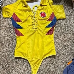 Colombia Team Jersey Tummy Tuck BodySuit. Slimming BodySuit. Size Small